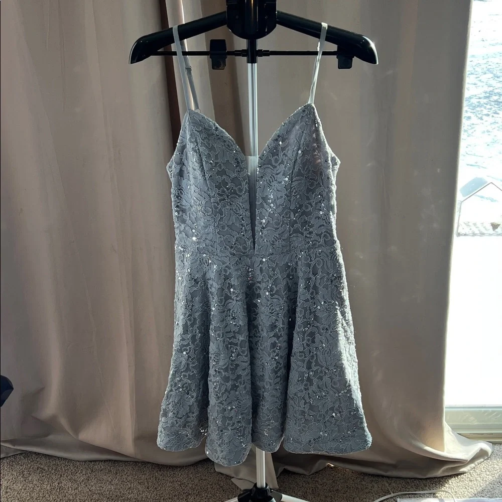 Speechless Light Blue Lace Prom Dress - Picture 1 of 3